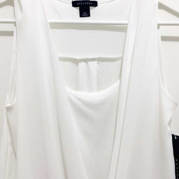 NWT Attitude Surplice Layered Tank Top White S 4/6 - Picture 4 of 13